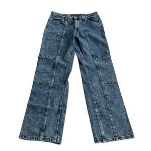 H&M Girls Straight Leg Jeans Sz 14 Blue Low Waist Denim Side Pockets Casual